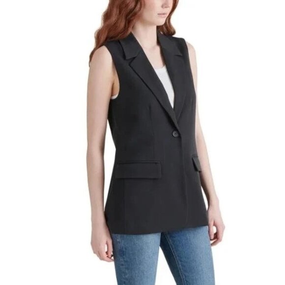 Steve Madden Women's Midweight Sleeveless Vest Blazer (Black, Medium) - Picture 1 of 3